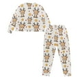 thumbnail image 3 of DISNIMO Deer Print Womens Pajama Sets Long Sleeve Sleepwear Christmas 2 Piece Pj Lounge Set with Pockets Crew Neck Pullover Top Wide Leg Pants, XL, 3 of 7