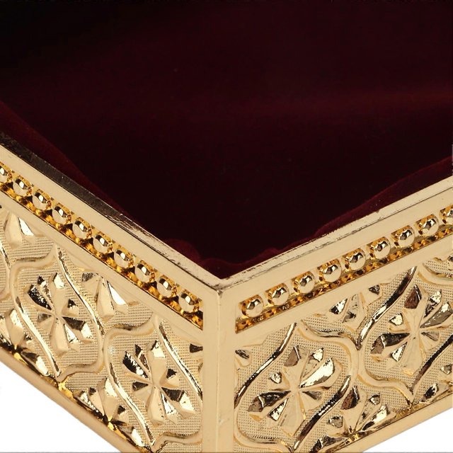 Trinket Box Vintage Rose Pattern Embossed Single Layer Flip Top Zinc Alloy Jewelry Storage Box Gift Box for Women Girls Gold