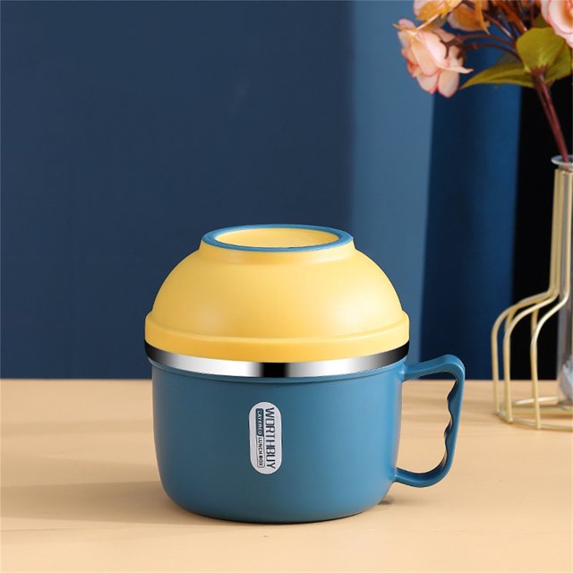 SMihono Kitchen Organizers and Storage Stainless Steel Bowl Large Capacity Fast Food Cup Student Tableware Set Instant Noodles Bowl Rice Bowl Lunch Box Kitchen Gadgets Must Have 2023