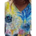 thumbnail image 3 of DYMADE Women V Neck Short Sleeve Floral Printed Shirt Blouses Tops, 3 of 4