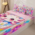 thumbnail image 3 of Erosebridal Cute Axolotl Pattern Zipper Full Size Comforter Sets with Fitted Sheet and 2 Pillowcases,Bubble Star Print Zipper Bedding Set,Blue Pink Purple,Pink Reversible, 3 of 6