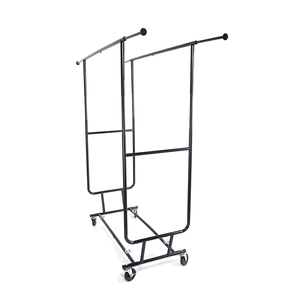 Kepooman Heavy Duty Steel Double-bar Garment Rack, Hanger Black and Chrome Plated, Black Kepooman Heavy Duty Steel Double-bar Garment Rack, Hanger Black and Chrome Plated, Black