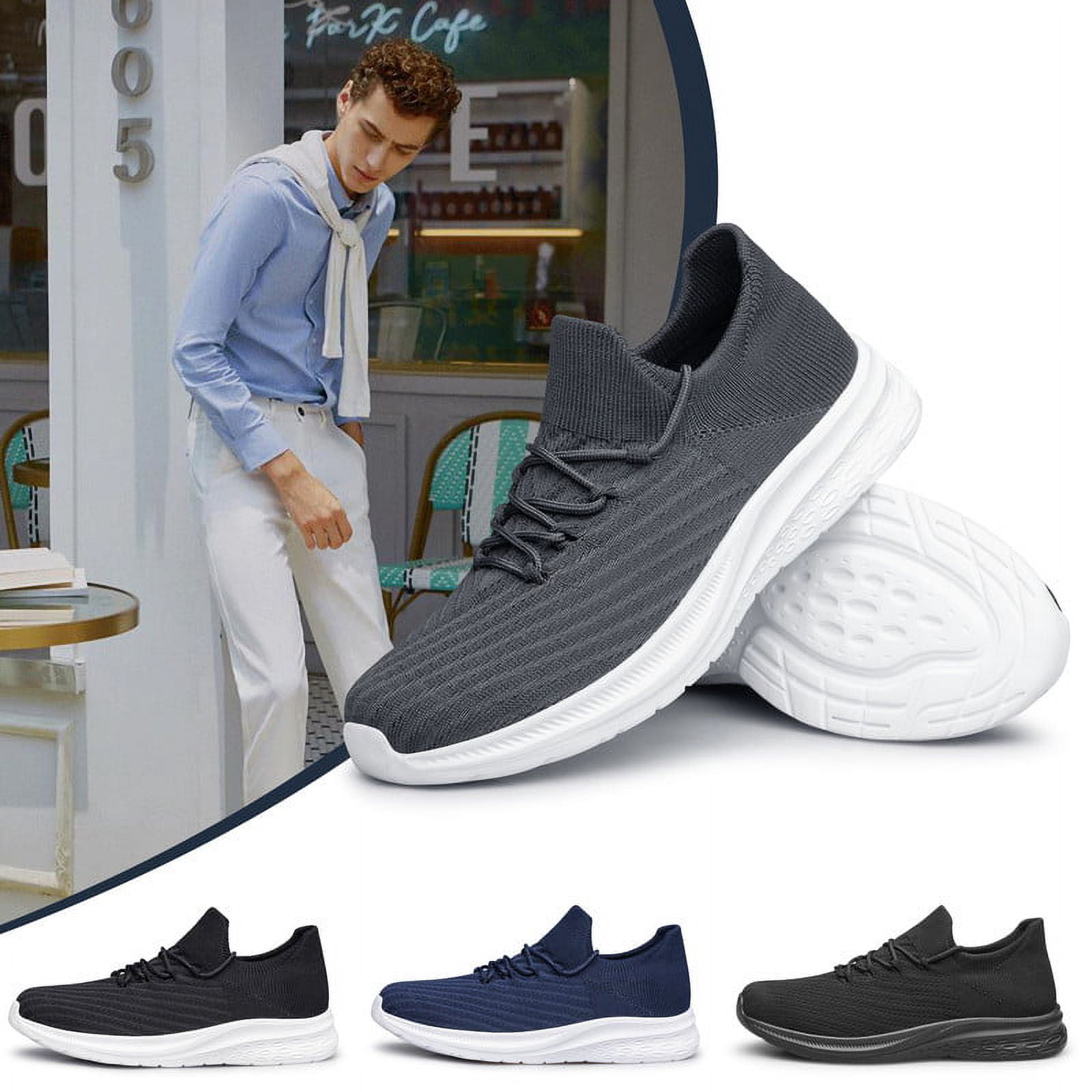 vibdiv Mens Slip On Walking Shoes Lightweight Breathable Non Slip Running Shoes Comfortable Fashion Sneakers for Men Grey Size 7