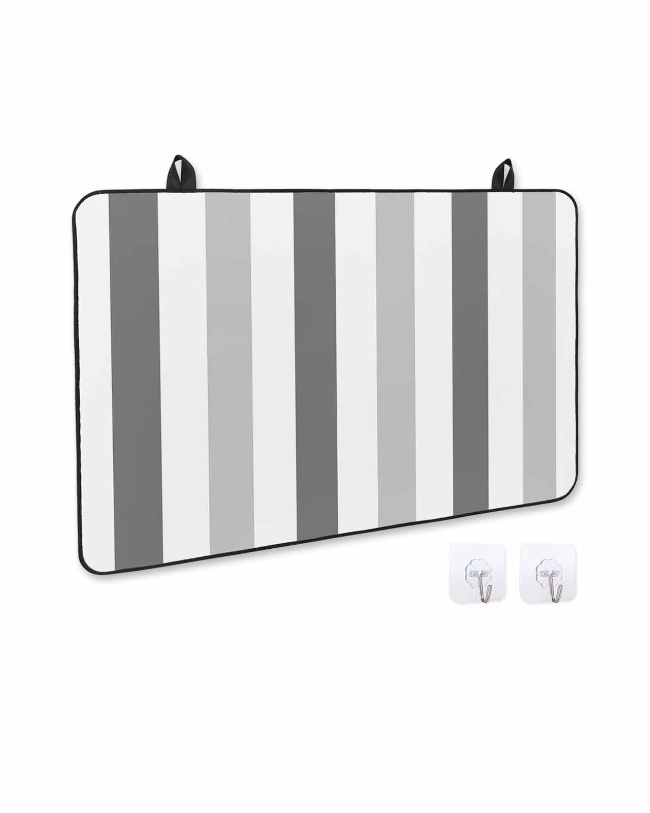 nqOlkjepod Large Induction Cooktop Protector Mat 24"x21", Grey Striped Stove Top Covers for Electric Stove, Geometric Ombre Vertical Stripes Minimalist Stove Burner Cover Mats, Glass Top Stove Cover