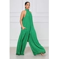 thumbnail image 5 of Wide Leg Sleeveless Chiffon Jumpsuit (S, ForestShadeGreen), 5 of 8