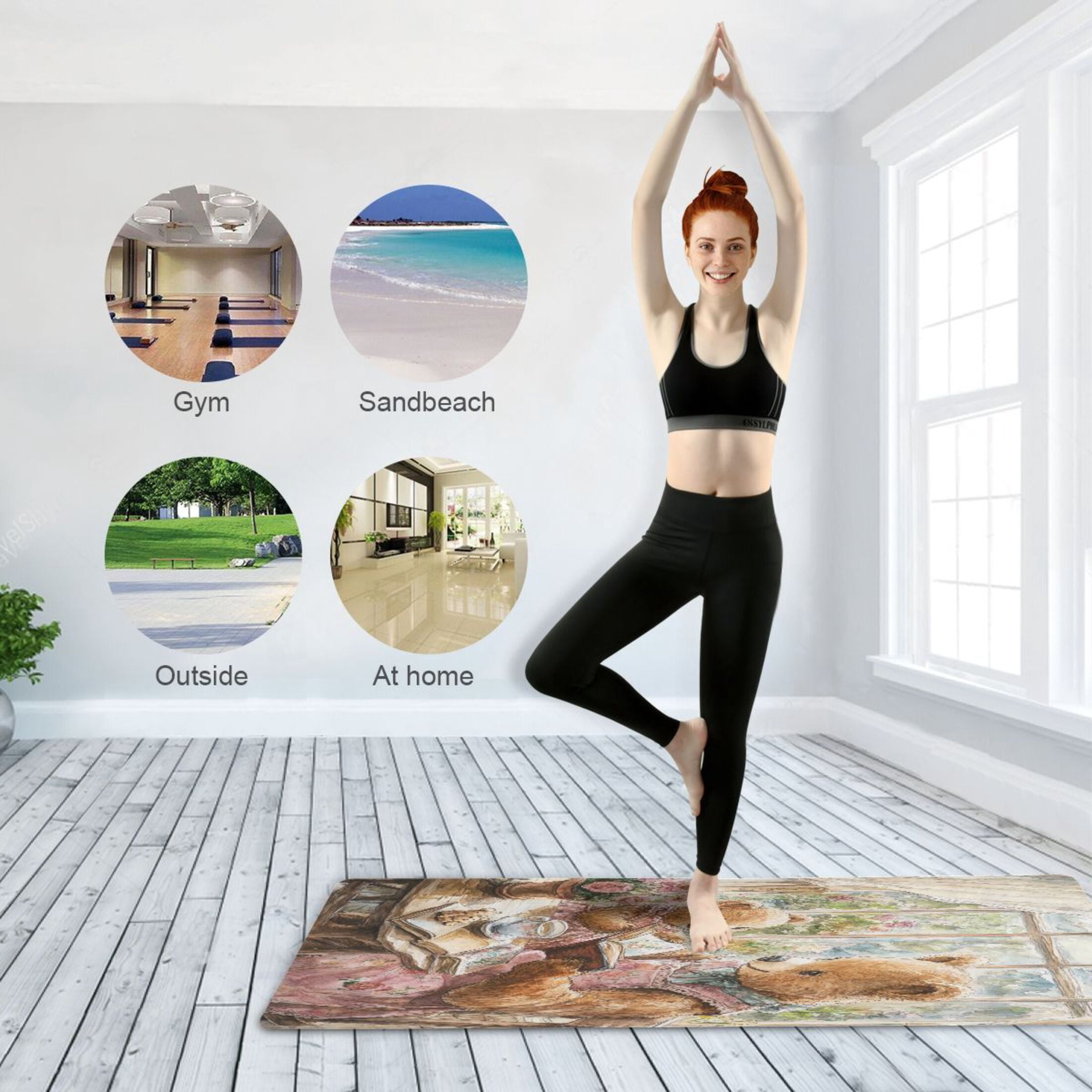 BZSMCE Yoga Mat Women Mama Bear Storytelling Painting Fitness Mat