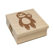 Sloth with Baby on Back Square Rubber Stamp Stamping Scrapbooking Crafting - Small 1.25in