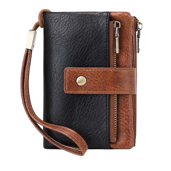 SUOKOM Wallets for Women Zipper Blocking Leather Wallets Portable Multi-functional Three-fold Purse Slim Pouch for Men Women Credit Card, Coin Key Organizer Coin Purse