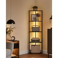 thumbnail image 2 of SONGMICS HOME 5-Tier Corner Shelf, Bookcase with Adjustable LED Lights, Storage Shelf with Steel Frame, 9.8 x 18.9 x 57.7 Inches, for Living Room, Bedroom, Study, Ebony Black, 2 of 5