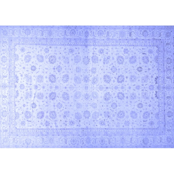 Ahgly Company Machine Washable Indoor Rectangle Oriental Blue Traditional Area Rugs, 4' x 6'
