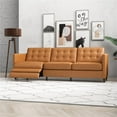 thumbnail image 3 of Lewis Modern Living Room Cognac Tan Leather Power Left-Facing Incliner Couch, 3 of 6