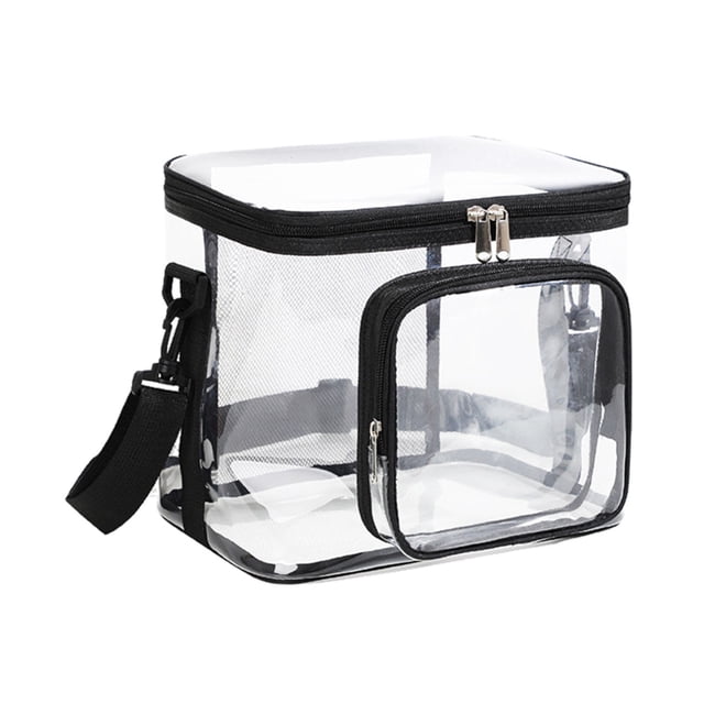 SuChun Outdoor Cushion Storage Bag Clear Backpack Heavy Duty Transparent Bookbag See Through Multiple Pockets With Zippered Top And Handle For Concert Sport Event Work Travel Festival Black