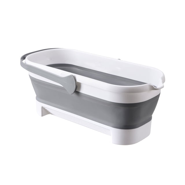 relayinert Collapsible Mops Bucket Portable Multifunctional Large Capacity Wide Applications Fold Basin For Large+Grey 1Set
