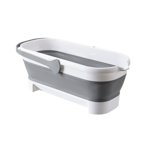 Advancent Cubo plegable para fregonas para acampar, aplicaciones amplias plegables, cubo plegable para fregonas, ahorro de espacio Suministros de limpieza para el hogar Grande+Gris