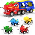 thumbnail image 4 of JoyStone Dinosaur Truck Toys for Kids, Friction Powered Transport Carrier Truck with 4 Pull-Back Dino Cars, Toddler Gifts with Sounds & Lights for Boys 3 4 5+, 4 of 7