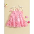 thumbnail image 2 of hirigin Baby Girls Lovely Dress A-line Mesh Dress Toddler Summer Sling Heart Print Clothes Children Sleeveless Backless Dress, 2 of 9