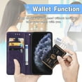 thumbnail image 3 of Wallet Case for Google Pixel 5, Glitter PU Leather Magnetic Closure Handbag Embossed Case Kickstand Card Holder Slots with Wrist Strap TPU Shockproof Flip Cover RFID Blocking, Purple, 3 of 10