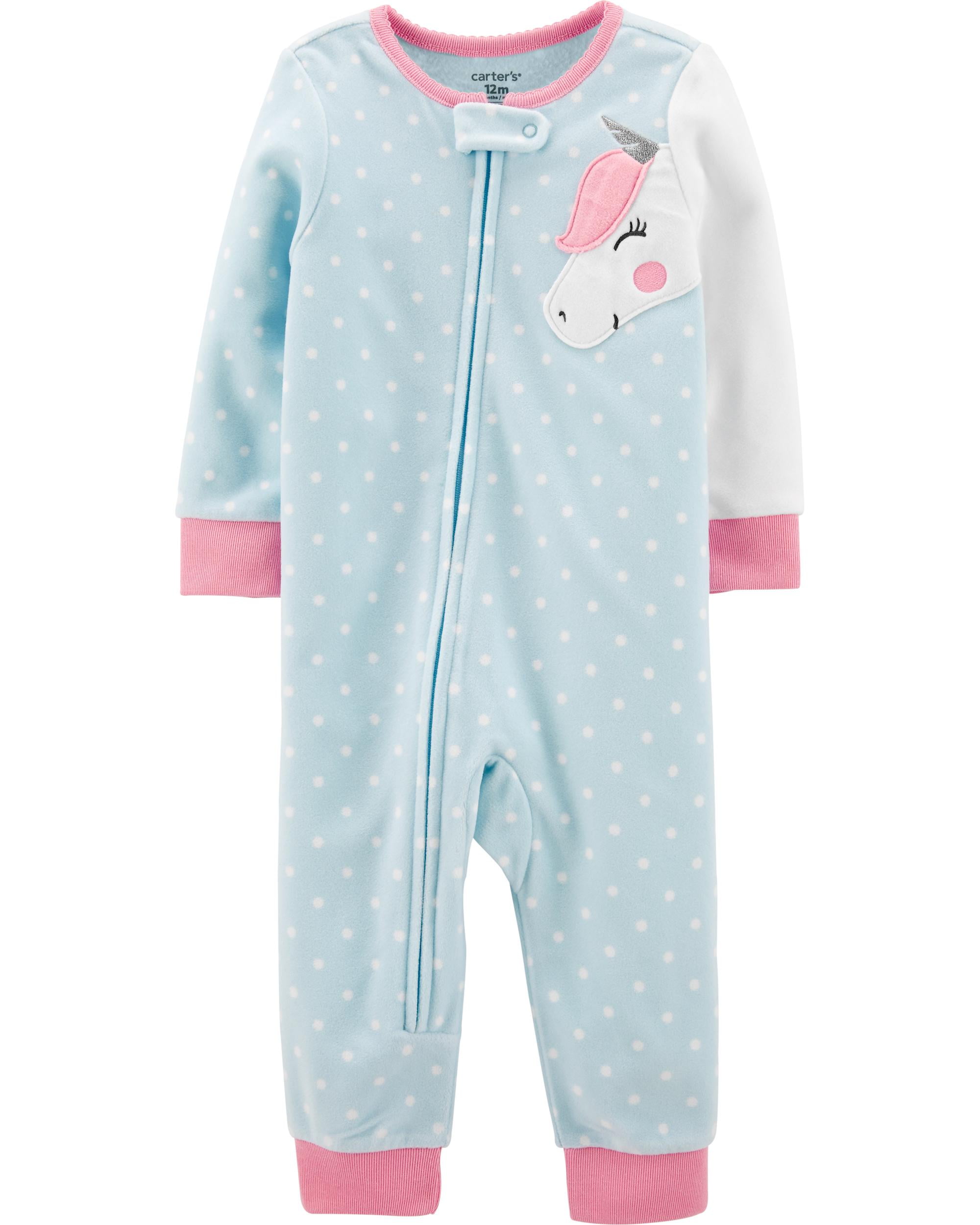 Carter's Unicorn Fleece Footless Pajamas One peice PJs Size 12 months