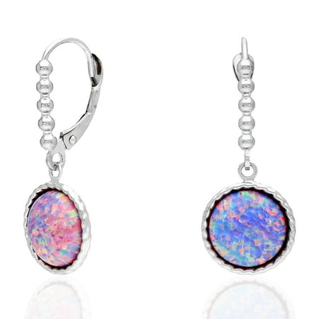 Nadri Bezel Earrings - 14k Yellow Gold White Gold Twisted Bezel Fire Opal Dangle Leverback Earrings