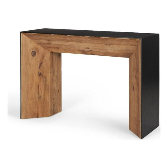 Tabor Natural Wood w/ Black Oak Waterfall Console Table