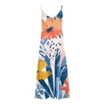 thumbnail image 4 of SMihono Fashion Women's Summer Spaghetti Strap V-Neck Floral Print Maxi Dress Loose Beach Party Long Dresses Blue 12, 4 of 5