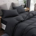 thumbnail image 7 of Pure Era 3pc Duvet Cover Set-Jersey Cotton 100% T-Shirt Cotton-Ultra Soft Heathered Black-Full Size,Charcoal Gray, 7 of 7