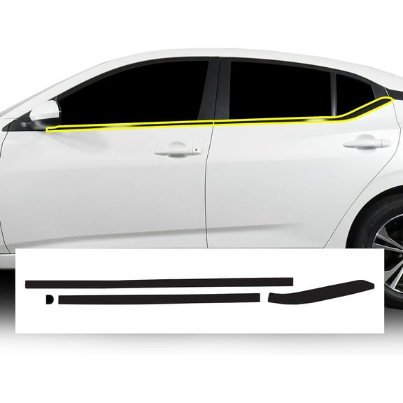 BOGAR TECH Side Window Chrome Delete Overlay Film Compatible with Sentra 2020-2025, Gloss Black