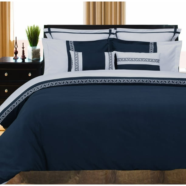 Emma Reversible WrinkleResistant Embroidered 3Piece Duvet Cover Set