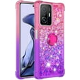 thumbnail image 2 of Case for Xiaomi 11T with Magnetic Ring Kickstand, Gradient Quicksand Glitter Flowing Liquid Floating Women Girls Cute Phone Case Clear TPU Cover for Xiaomi 11T Pro JB Pink Mauve, 2 of 14