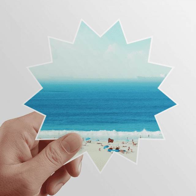 Autocollant Vinyle Soleil Nature Image Nature Plage Sable Océan pour Bagages Graffiti Fleur