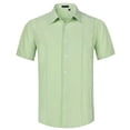 thumbnail image 5 of Men's Cuban Guayabera Shirt Short Sleeve Button Up Cotton Linen Shirt for Beach Casual Wear, 5 of 9