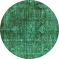 thumbnail image 1 of Ahgly Company Indoor Round Oriental Turquoise Blue Industrial Area Rugs, 8' Round, 1 of 4