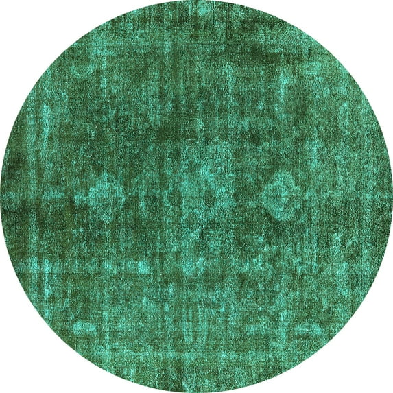 Ahgly Company Indoor Round Oriental Turquoise Blue Industrial Area Rugs, 8' Round