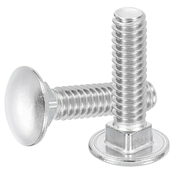 Uxcell 20Pack 1/4"-20x1" Stainless Steel Carriage Bolts Round Head Square Neck, Silver