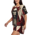 thumbnail image 2 of Lsque Gothic Skull With Roses Women's Short-Sleeved Pajama Set - 2 Piece Soft and Lightweight Sleepwear Set-X-Large, 2 of 9