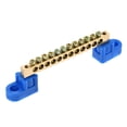 thumbnail image 1 of Unique Bargains Terminal Ground Bar Screw Block Barrier Brass 12 Positions Blue, 1 of 5