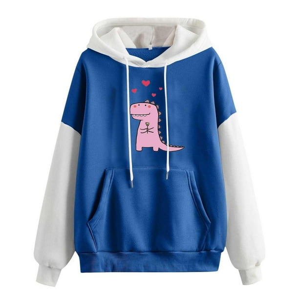 Gibobby Sudadera oversize mujer, Casual Sudadera con Capucha para Mujer, con capucha para mujer(Azul,XG)