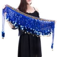 thumbnail image 2 of EnJoCho Gold Coins Belly Dance Hip Scarf Belly Dancing Belt Colorful Waist Belly Dance Hip Scarf Belt Triangle Skirt Women's Carnival Sequin Tassel Waist Chain Scarf Performance Belt Waist Cover, 2 of 3