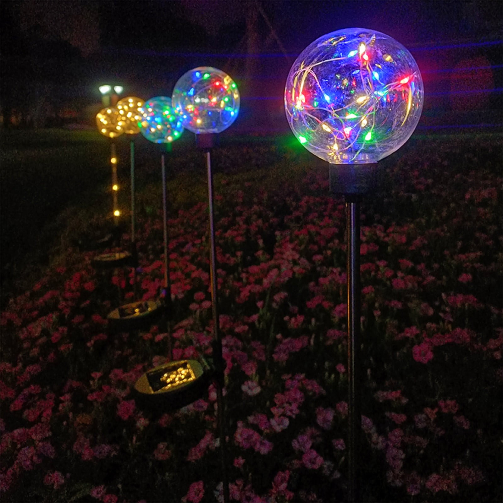 JilgTeok 6 Pcs Solar Garden Lights Solar Ball Lamps for Villa Yard Patio Landscape Decorative Insert Ground Lights Waterproof Outdoor Solar Lights