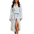 thumbnail image 2 of WIZUTIZ Women's Solid Color Fleece Shawl Collar Thick Flannel Bathrobe Long Robe with Belt and Pockets Unisex Loungewear Winter Cozy Sleepwear, 2 of 5