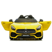 12V Kids Ride On Car Mercedes Benz Licensed Kids Electric car 2 Seater w/ Remote Control ,MP3, Radio,3 Speeds,for Boys Girls Yellow