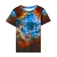 thumbnail image 4 of Penkiiy Galaxy Printed Shirt , Womens Vintage Casual Loose Short Sleeve Tee Tops L Khaki, 4 of 7