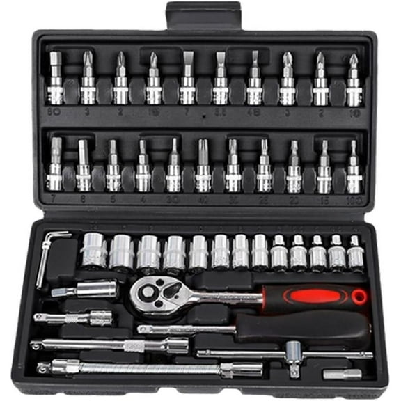 Cordless Slim Ratchet Set, 2025 New Cordless Electric Slim Ratchet Set, 1/4 inch Drive Cordless Ratchet with 46 Adjustment Tools, Portable Rechargeable Mechanic Tool Kit, Home Tool Kit