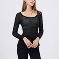 thumbnail image 2 of Chbgutlmr Sheer Tops for Women Long Sleeve Mesh Ruched Tunic Tops Slim Casual Gym Workout Athletic Shirts, 2 of 6