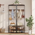 thumbnail image 2 of Costway Corner Hall Tree, Freestanding Coat Rack with Storage Shelves & Removable Hooks Rustic Brown + Black, 2 of 10
