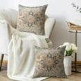thumbnail image 3 of Navy Blue Orange Boho Pillow Covers 20x20 Set of 2 Carpet Design Ethnic Bohemian Floral Pattern Decorative Throw Pillow Cases Outdoor Farmhouse Decoration for Sofa Couch Bed, 3 of 6