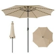 thumbnail image 1 of Gymax Parasol de Patio Solaire de 10 Pi, Parasol Éclairé à 112 DEL pour l'Extérieur, Parasol de Marché pour Table, Beige, 1 of 10