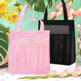 thumbnail image 1 of Bolsa de playa de malla | Bolsa de viaje hueca de doble capa | Bolsa de hombro portátil para almacenamiento de natación | Poliéster ligero lavable | Bolsillos con cremallera | Negro Rosa |, 1 of 5