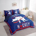 thumbnail image 3 of Homewish Hockey City 7pcs Bedding Comforter Set,Ball Game Lover Queen Bedding Sets,Red Blue White Queen Sheet Sets For Kids Boys,Super Cozy Room Decorative Reversible, 3 of 8