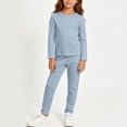 thumbnail image 2 of JOANKDMI 2 Piece Girls Pj Set Toddler Long Sleeve Top and Sweatpants Lounge Set Teen Comfortable Cotton Blend Sleepwear Elastic Waist Casual Basic Outfit for Kids Everyday Wear, 2 of 5